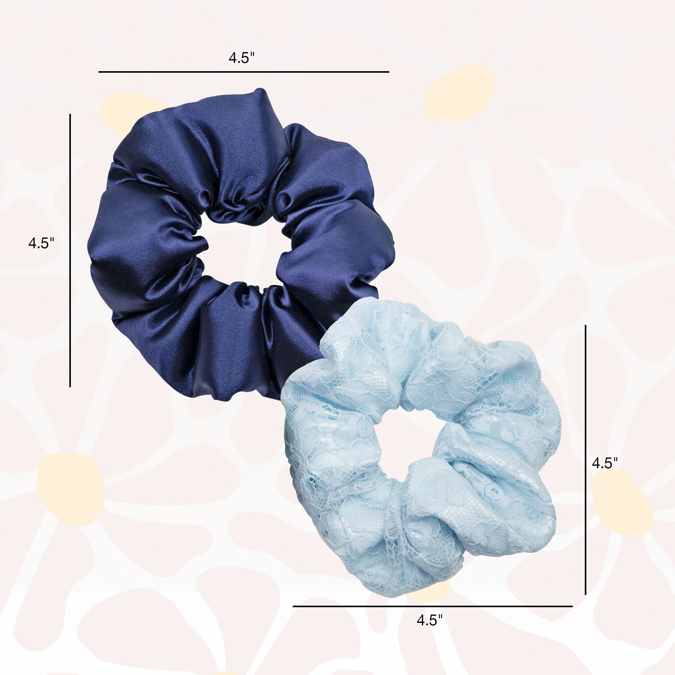 Scunci x Kelsey Anderson Lace & Satin Scrunchies, Blue, 2 count