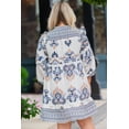 thumbnail image 2 of Women's Sky Blue Boho Print Mini Dress – Long Sleeve Split Neck for Effortless Spring Style, 4X, 2 of 5