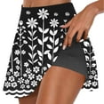 thumbnail image 2 of LEBONYARD Women's Stretchy Waistband Yoga Skort,Women's Summer Flower Print Pleated Tennis Skirts Stretchy Yoga Fake Two Piece Shorts Skirt Black M, 2 of 7