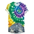 thumbnail image 4 of VBTAPA Womens Short Sleeve T-shirts Tie Dye Graphic Tees Summer Casual Workout Round Neck Tee Tops Lightning Sales Multicolor XXL, 4 of 5