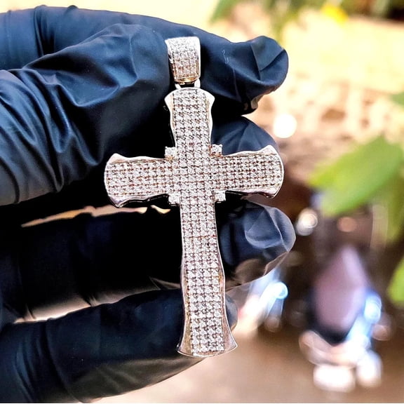 3Ct Round Cut Lab Created Diamond Crisscross Pendant 14K White Gold Plated Silver