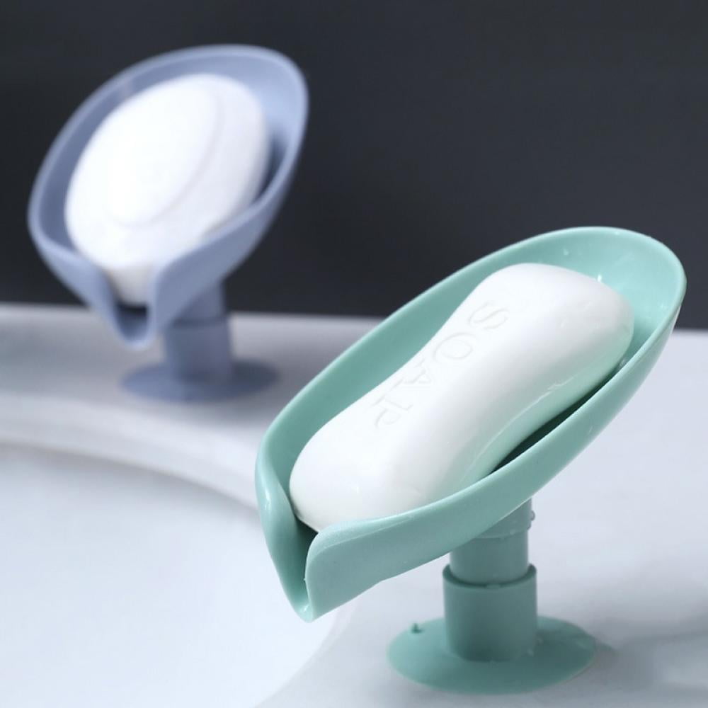 LBshmao-D 2 Pack Soap Holder Leaf-Shape Self Draining Soap Dish Holder, Not  Punched Easy Clean Bar Soap Holder, with Suction Cup Soap Dish Suitable