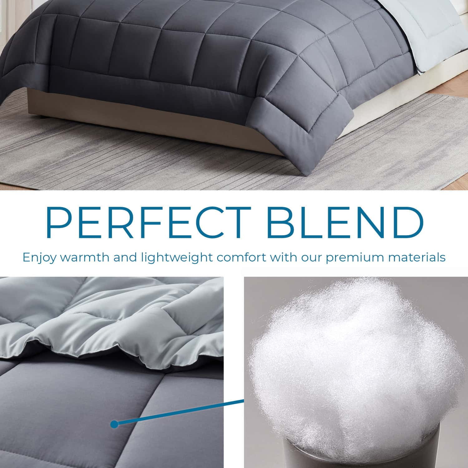 LammaLoe Twin Comforter, Quilted Down Alternative Comforter, All Season Duvet Insert with Gray/Light gray