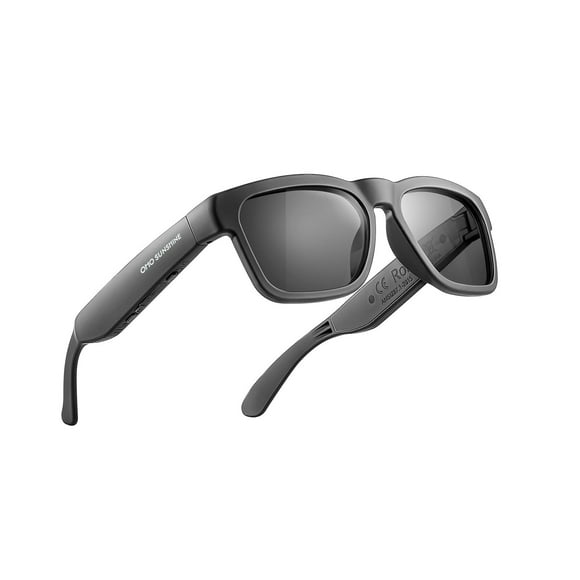OhO Lunettes Intelligentes, Lunettes de Soleil Polarisées avec Haut-Parleur Bluetooth, Protection UV Athlétique/extérieure et Contrôle Vocal, Unisexe (Objectif Gris)