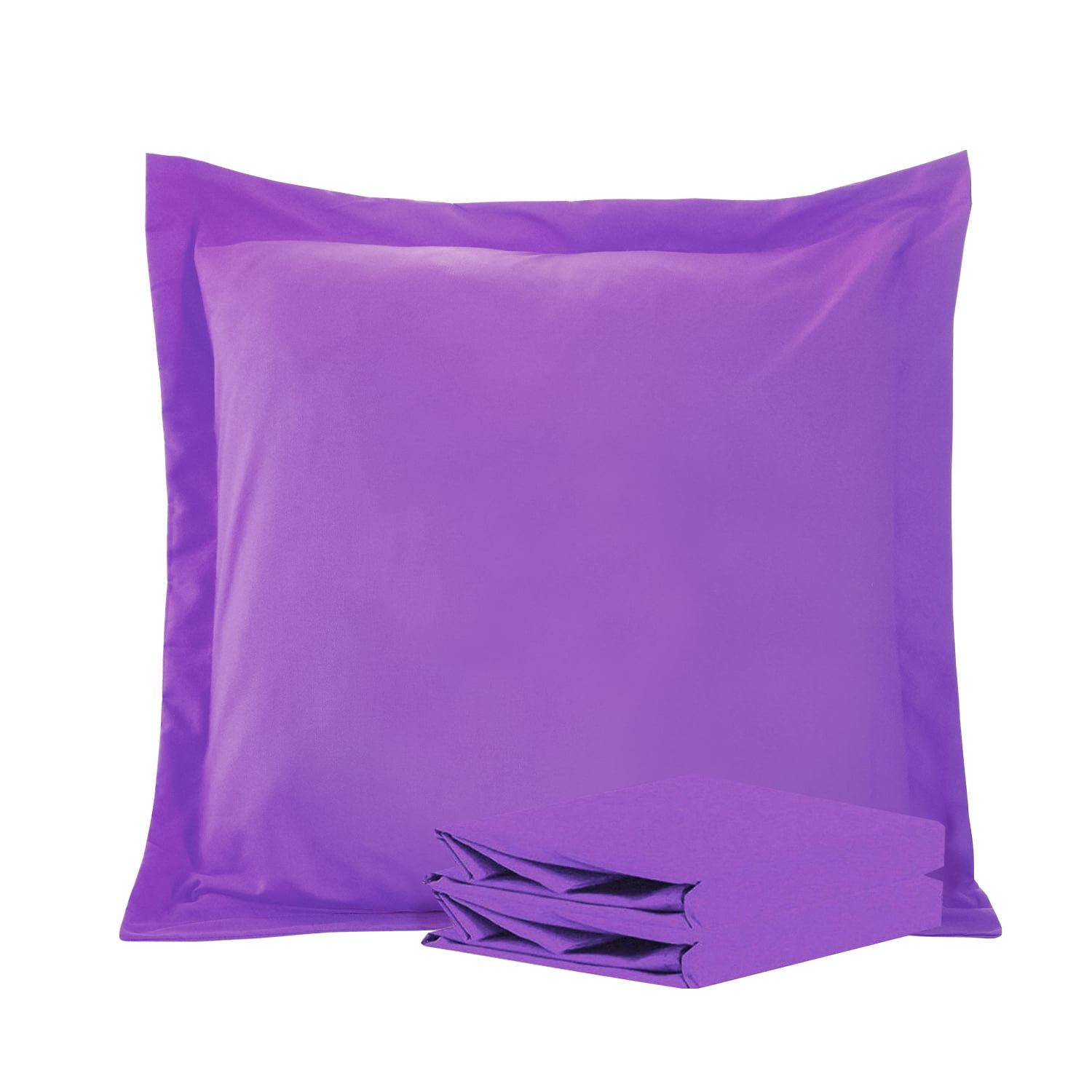Solid Purple Cover Case Decorative Pillow 26" x 26" 2 Piece Euro Ruffled Shams 