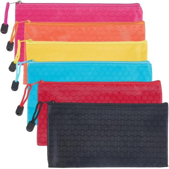 6Pcs 6 Colors Zipper Pouch File Bags A6 Size Rectangle Oxford Waterproof Reusable Filing Documents Pen Pencil Storage Folder for School Home Office Supplies Travel Cosmetics Accessories