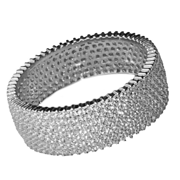 Real Solid 925 Sterling Silver Eternity Band Ring Wedding Iced Micro Pave Anillo De Plata Pinky Size 9