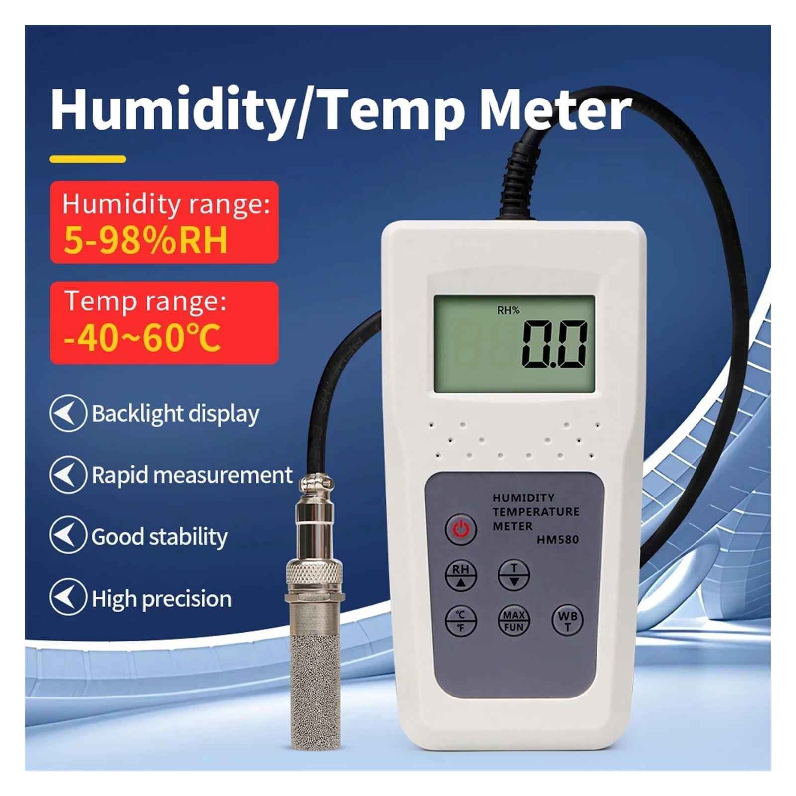 Professional Temperature Humidity Meter Laboratory Digital Thermo-Hygrometer Farm Plastic Shed Winery Ambient Moisture Meter