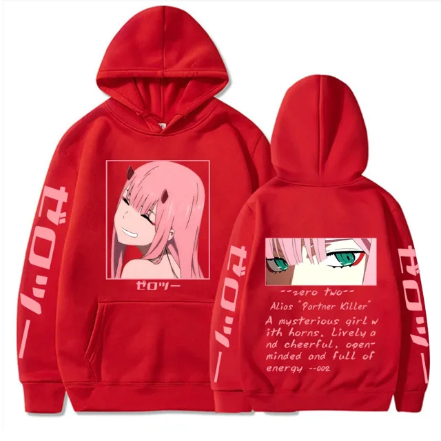 Sudadera con capucha de Darling In The Franxx para mujer, jersey de talla grande con estampado gráfico de dos ojos Zero, sudadera Harajuku para mujer