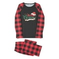 thumbnail image 3 of Elippeo Christmas Family Pajamas Matching Set Letter Santa Hat Print Long Sleeve Tops and Plaid Pants Sleepwear, 3 of 10