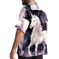 thumbnail image 3 of Starry Unicorn Men's Casual Hawaiian Button Down Short Sleeve Summer Beach Printed Shirt, 3 of 6