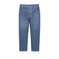 thumbnail image 5 of Kinrui Jeggings for Women Plus Size Capri Faux Jean Pants High Waisted Stretch Crop Leggings Light Blue S, 5 of 9