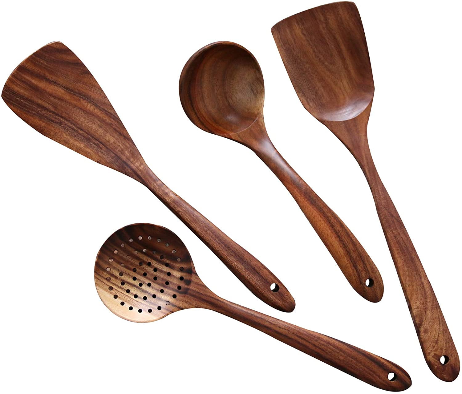 US Wooden Cooking Utensil Set Kitchen Set Kit Wood Tools Spatula Spoons 