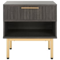 SAFAVIEH Axelle Modern 1 Drawer Nightstand,Distressed Black/Gold