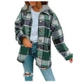 thumbnail image 1 of Abrigo y chaquetas casuales con capucha de manga larga para mujer, abrigo largo de lana a cuadros con capucha y botones sueltos a la moda para mujer, 1 of 4