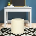 thumbnail image 4 of Adeco  Round Ottoman Upholstered Tufted Faux Leather Footrest Ivory Casual, 4 of 6
