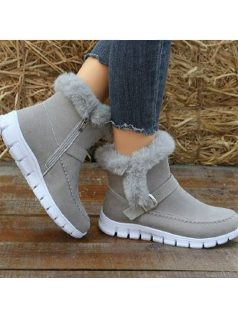 Harsuny Womens Work Breathable Ankle Bootie Non Slip Fuzzy Warm Booties Walking Casual Shoes Gray 8.5 - Walmart.com