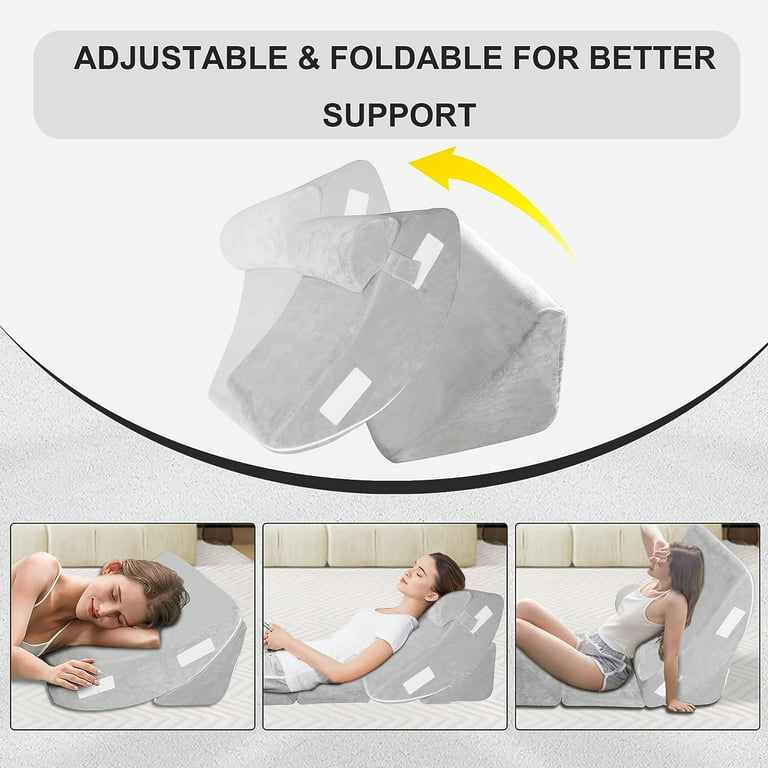 Abco Tech Bed Wedge Pillow | Hypoallergic Breathable Memory Foam |Back  Pillow | Post Surgery Wedge Pillows Reduce Back Pain and Improve Sleep 