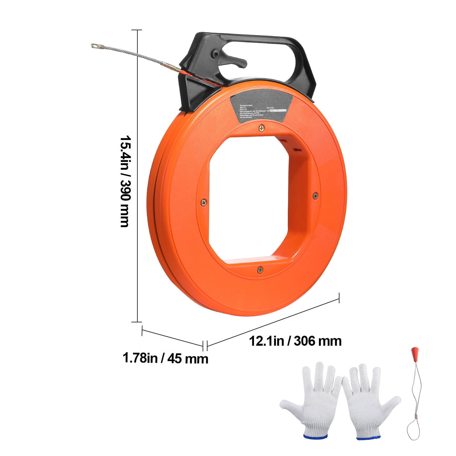 KFFKFF 125 ft PET Wire Puller, 3/16-Inch Cable Fishing Tool with Enhanced Housing and Handle, Convenient Wire Pulling Solution for Walls and Electrical Conduits, Non-Conductive Design