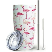 Pink Flamingo tumbler with lid and Straw,Flamingo Gifts for Women, 20 oz Flamingo CoffeeTravel Mug Cup Water Bottle, Flamingo Decor