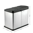 thumbnail image 2 of Intexca Triple Compartment Stainless Steel Recycling Bin - 45L (3×15L) with Color-Coded Foot Pedals & Removable Buckets – Step-On Trash Can for Kitchen, Home, Office, 2 of 7