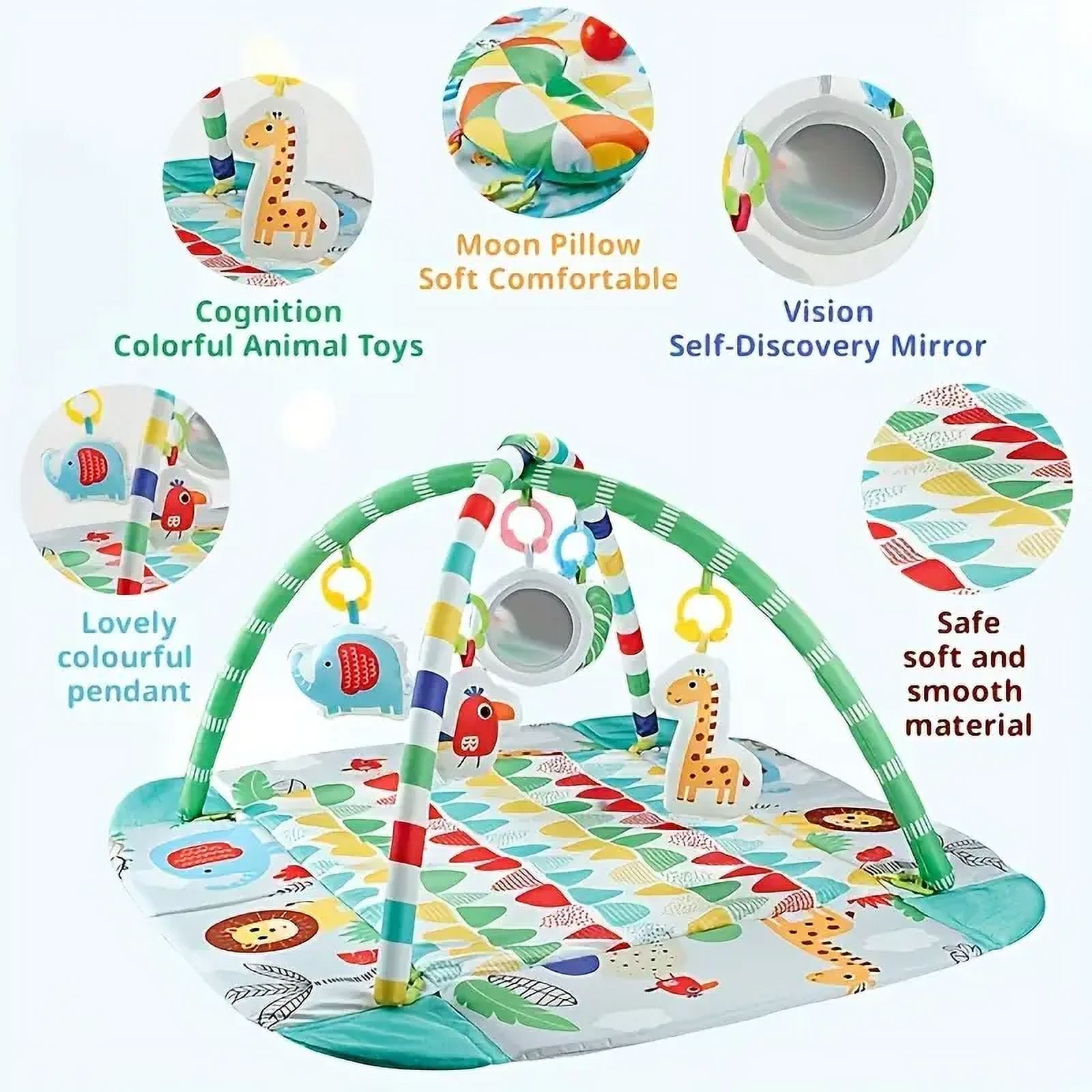 Auto Beyond Baby gym play mat, sit-up mat, children's floor mat, children's learning sensory toys, motor skill development, suitable for babies aged 0-12 months