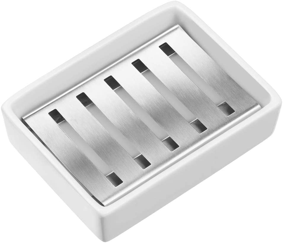 Bathroom Stainless Steel Soap Dish Storage Holder Soapbox Plate Tray Drain US 