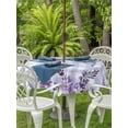 thumbnail image 3 of Outdoor Tablecloth with Umbrella Hole for Patio/Picnic/Party/Camping, Purple Flowers Waterproof Table Cloth Round Cover Washable, Weeping Spring Floral Checkered Pastoral (Dia 60"), 3 of 8