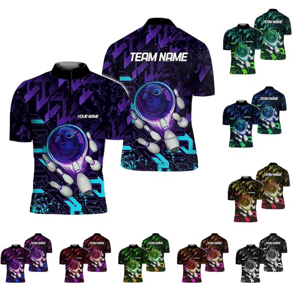 Personalized Bowling Jersey 3D, Bowling Shirts for Team, Bowling Shirt Unisex for Men Women, Bowling Shirts for Men 3 (Blue, S)