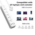 thumbnail image 4 of Surge Protector Power Strip with 5 AC Outlets 3 USB Ports 3.3 ft Extension Cords ETL Listed, White, 4 of 7