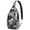 Ocean, variant on Retro Tropical Floral Sling Backpack for Women, Lightweight Travel Shoulder Bag with Botanical Flower and Leaf Print, Boho Hiking Daypack
