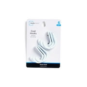 Mainstays, White Metal Hooks, Clutter-Free Hooks for Hanging Towels and Coats, 10 lbs Capacity, 6 Pack