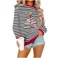 thumbnail image 2 of GaThRRgYP Women's Round Neck Autumn Winter Long Sleeve Print Top,Women's Fashion Printed Loose Long Sleeve Blouse Round Neck Hoodless Sweatshirts Top Black S, 2 of 4