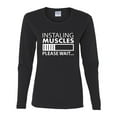 thumbnail image 2 of Wild Bobby Installing Muscles Please Wait Gym/Workout Women Graphic Long Sleeve Tee, Black, Small, 2 of 5