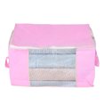 thumbnail image 2 of Organizador doméstico impermeable y a prueba de polvo para ropa de cama, bolsa de almacenamiento de colchas horizontal rosa con ventana transparente, 2 of 8