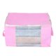 thumbnail image 2 of Bolsa de almacenamiento de edredón no tejida a prueba de humedad para el hogar, contenedor con ventana transparente (horizontal rosa), 2 of 10
