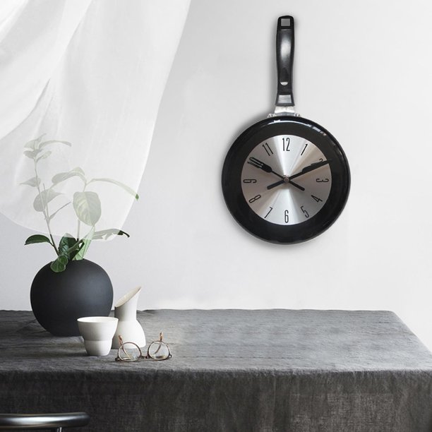 Reloj de pared en sartén Zulema decoración de cocina negro