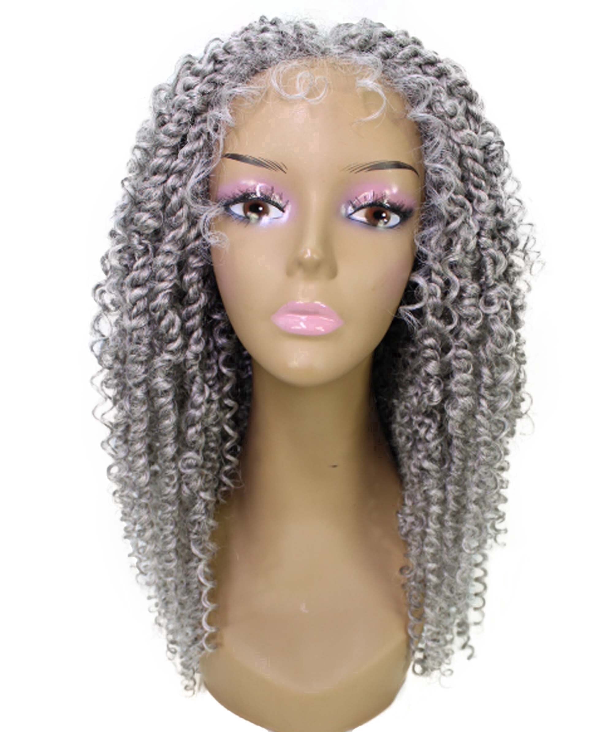 LUXLUXE Curly, Long, Lace Front Wig, Gray, 1 Count For Women Adult
