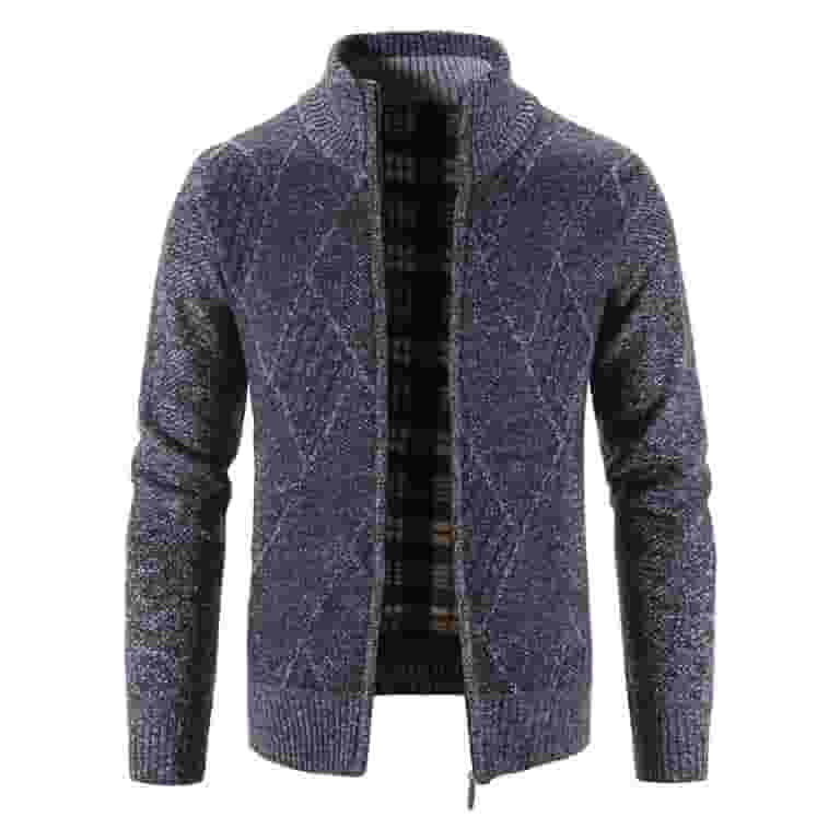 Fashion Stand Collar Striped Zipper Pullover Plus Velvet Sweater Fashion Stand Collar Striped Zipper Pullover Plus Velvet Sweater