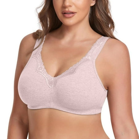 HYSYSB Lace Bra balconette Bras for Women plus Size Sports Bra cotton Sports Bra women s Wireless Plus Size Lace Bra Full Coverage Unlined Cotton Bra seamless Red 115C