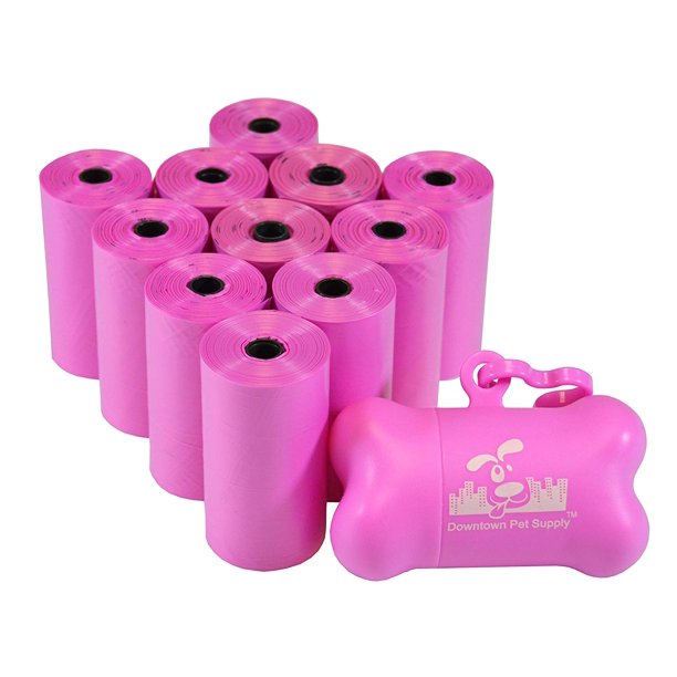 Pet Waste Bags, Pink Dog Waste Bags, Bulk Poop Bags on a roll, Clean up
