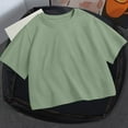 thumbnail image 5 of Green Shirts for Women Round Neck Summer Solid Color Short T Shirt Ladies Tops and Blouses, 5 of 5