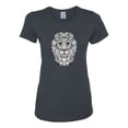 thumbnail image 2 of Black and White Mosaic Retro Mandala Lion Animal Lover Womens Graphic T-Shirt, Charcoal, X-Large, 2 of 4