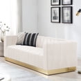 thumbnail image 4 of Better Home Products Foxy Velvet Sofa with Gleaming Gold Steel Base in Blue, Fully Assembled (Cream), 4 of 9
