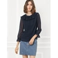 thumbnail image 4 of INSPIRE CHIC Blusade Gasa Transparente Lunares Cuello Con Volantes Botón Frontal Para Mujer Azul Oscuro XS, 4 of 6
