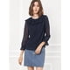 thumbnail image 4 of Blusa Allegra K Gasa Transparente Lunares Cuello Con Volantes Botón Frontal Para Mujer Azul Oscuro S, 4 of 6