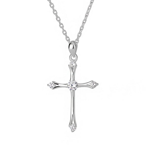 Leander 999 Sterling Silver Vintage Cross Necklace for Women: A stylish and versatile long sweater chain necklace.