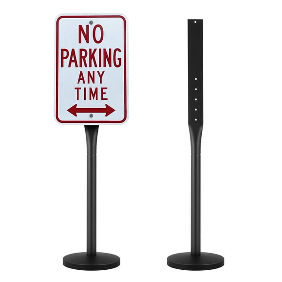 VEVOR Cast Iron Sign Post, 4 ft Portable Heavy Duty Steel Post Sign Holder with Hard Plastic Base & Wheels, U-Channel Sign Stand for Garden, Courtyard, Farm or Traffic Intersection, Black