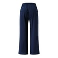 thumbnail image 3 of QLEICOM Womens Slacks Sweatpants Elastic Waist Drawstring Wide Leg Lounge Trousers Stretchy Summer Palazzo Pants With Pocket Wide Leg Pants Relaxed Fit Trousers Dark Blue XL, 3 of 3