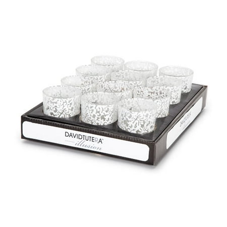- Lace Print Votive 12Pc Wht